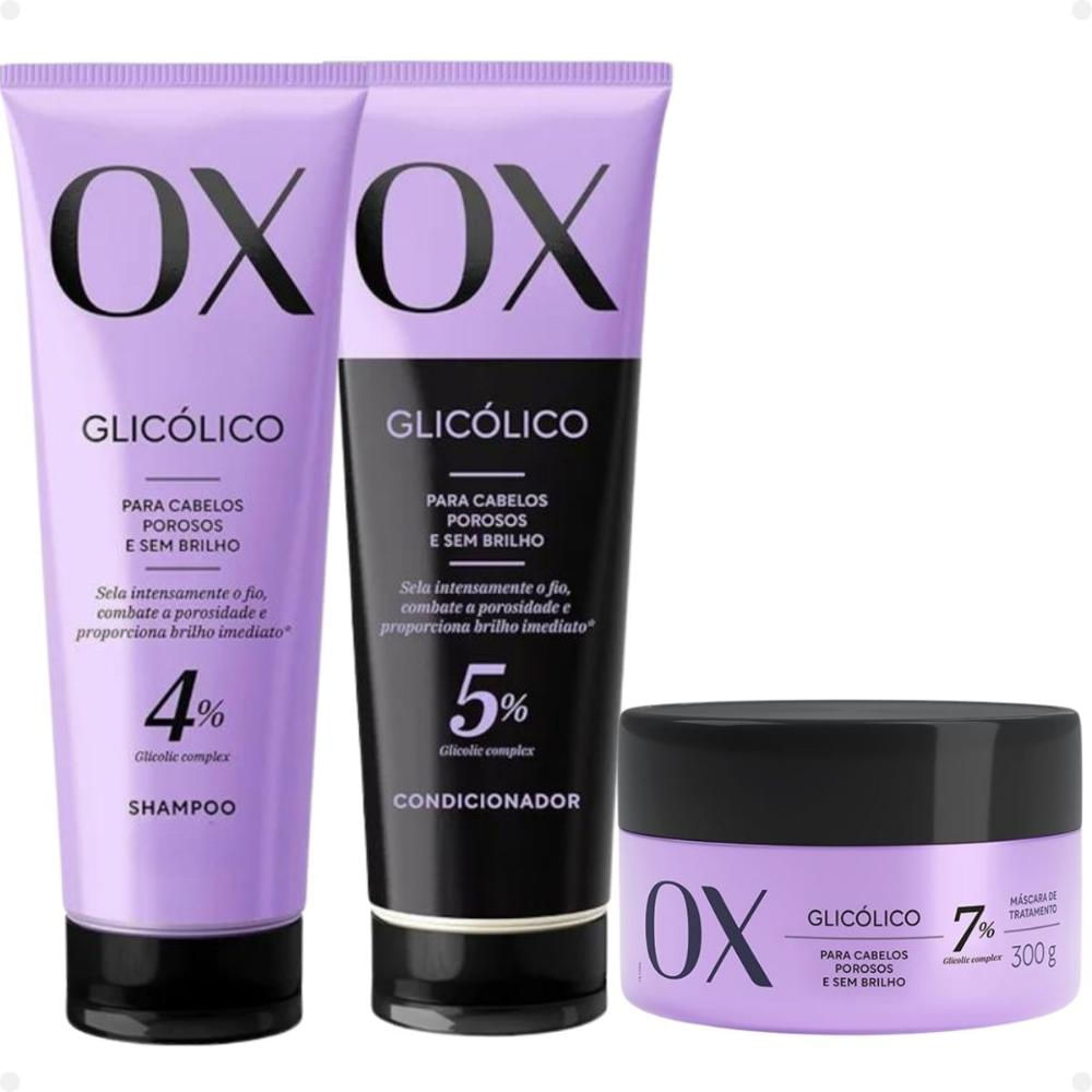 Kit Ox Glicólico: Shampoo, Condicionador e Máscara 240ml