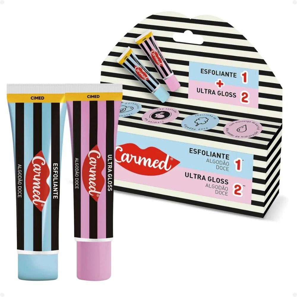 Kit Carmed Sos Labios: 1 Esfoliante e 1 Ultra Gloss Algodão Doce 10g