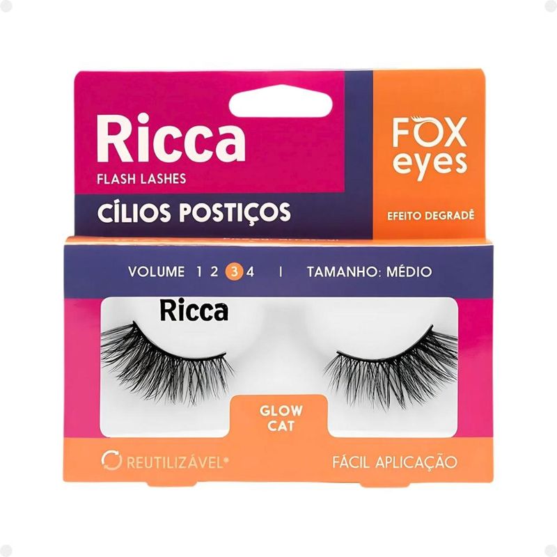 Cílios Postiços Ricca Belliz Fox Eyes Glow Cat Vol:3 Médio Cód