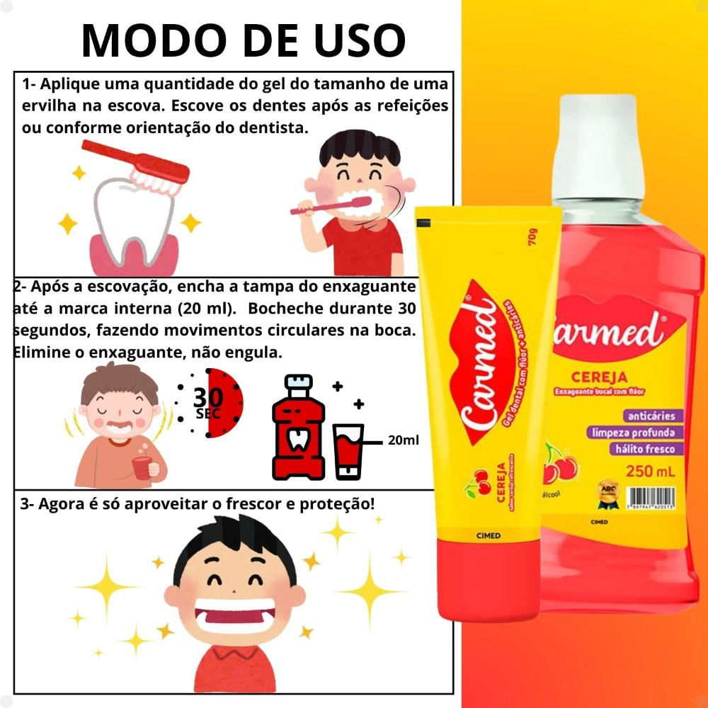 Kit Carmed Cereja: Gel Dental 70g e Enxaguante Bucal 250ml - Época