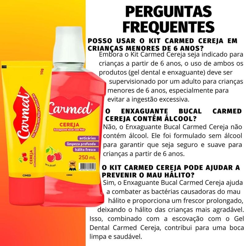 Kit Carmed Cereja: Gel Dental 70g e Enxaguante Bucal 250ml - Época