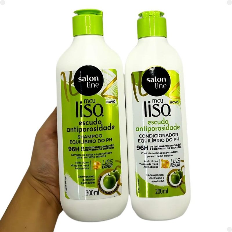 KIT SHAMP+COND SALON LINE MEU LISO ANTIPOROSIDADE 300ML + 200ML