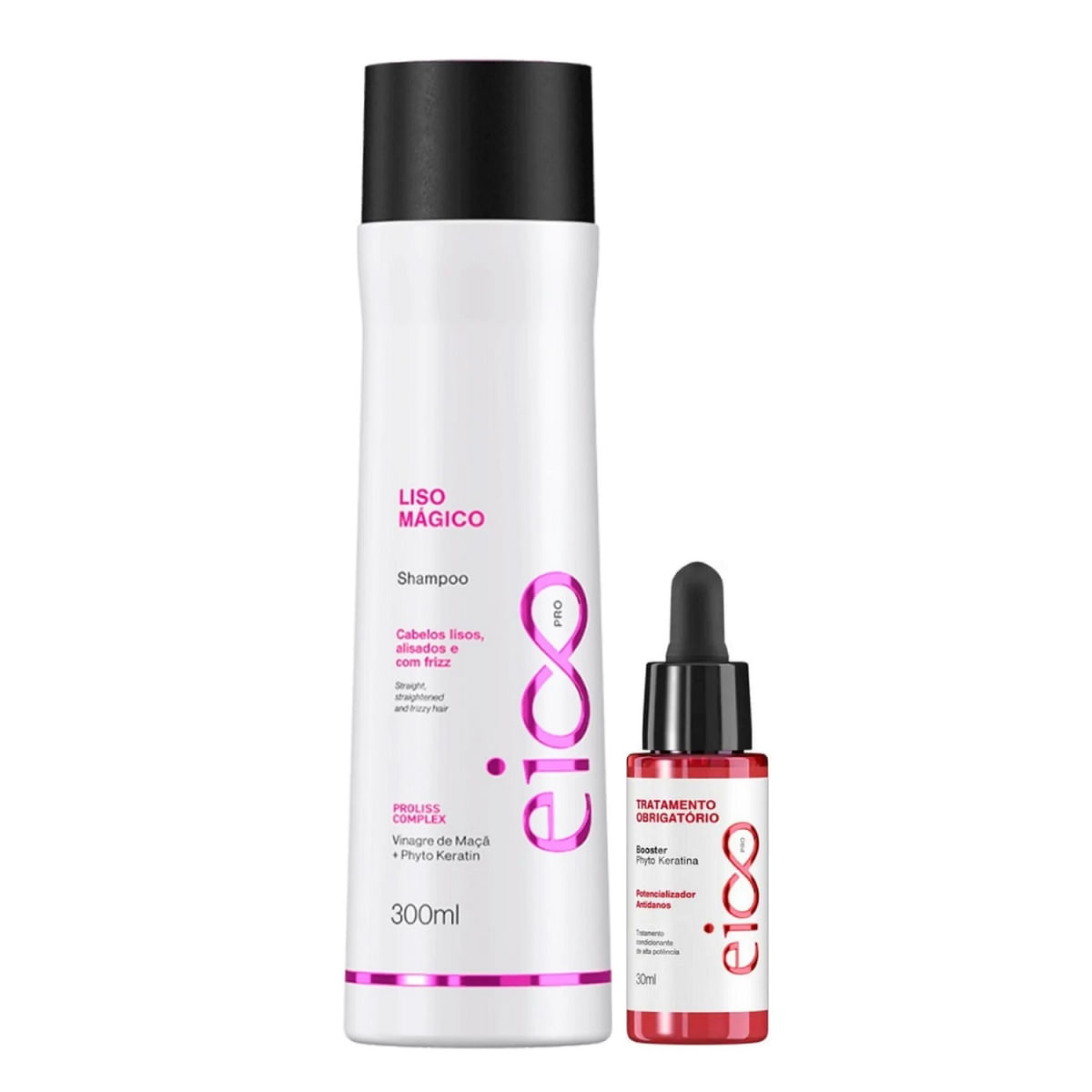Kit Eico Pro Liso Mágico - Shampoo 300ml + Booster (Tratamento Obrigatório) 30ml