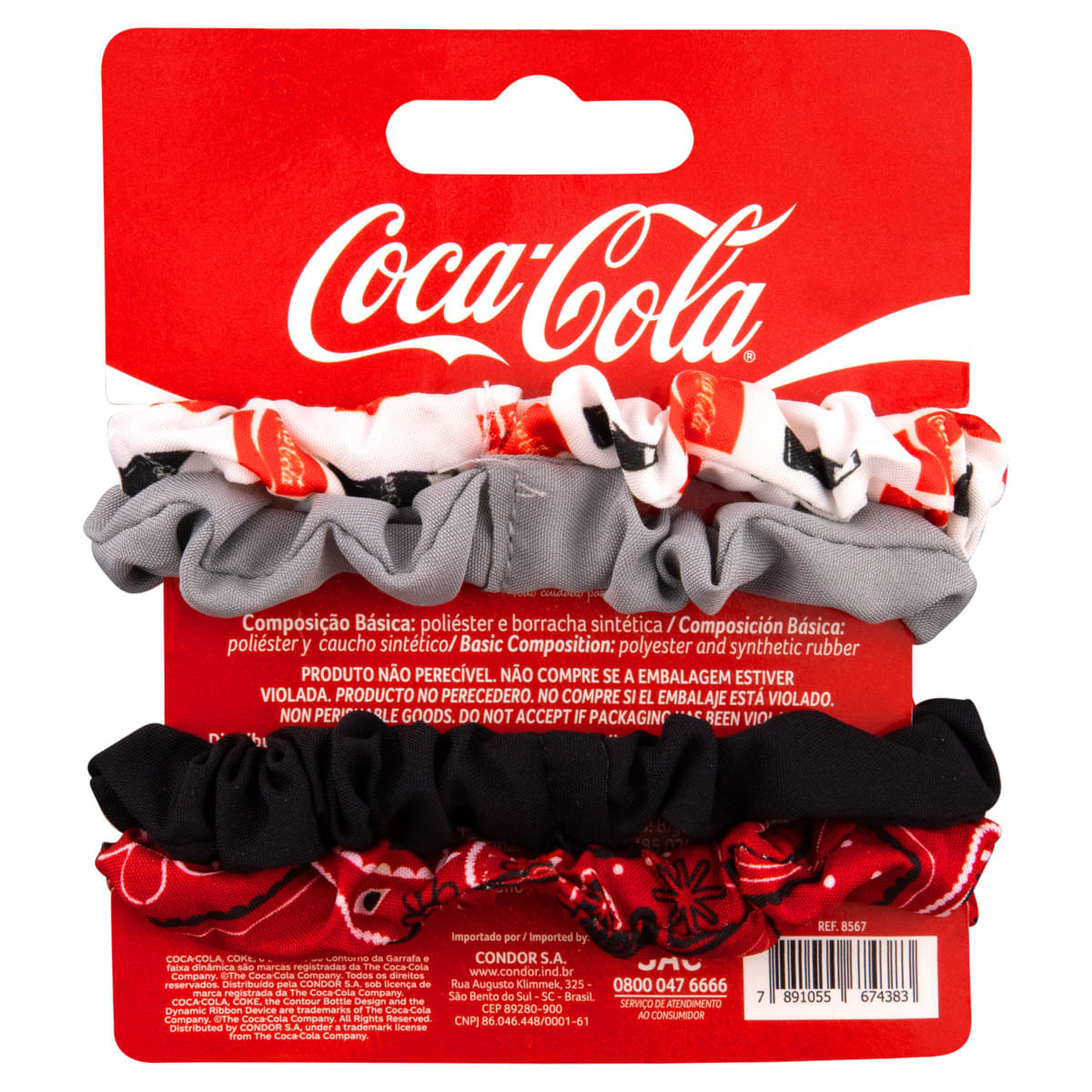 Elástico para Cabelo Coca-Cola Condor 4 Unidades