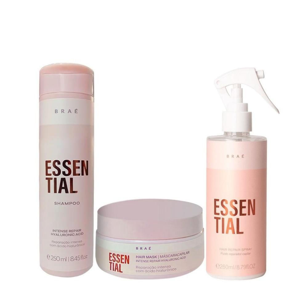 Kit Braé Essential - Shampoo 250ml + Máscara 200g + Fluído 260ml
