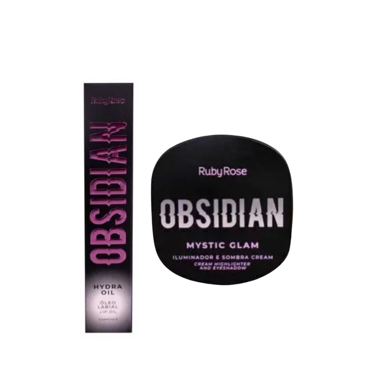 Kit Ruby Rose Obsidian LipOil+Iluminador MysticGlam Quartz