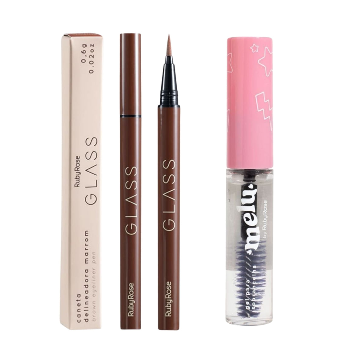 Kit Ruby Rose Gel Sobrancelha Melu+Delineador Light Brown