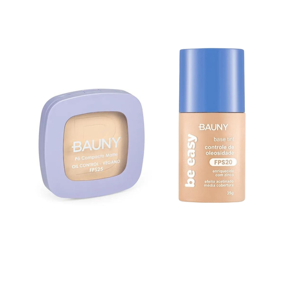 Kit Bauny Pó Compacto FPS25 10g 020 + Base Be Easy Tint 020