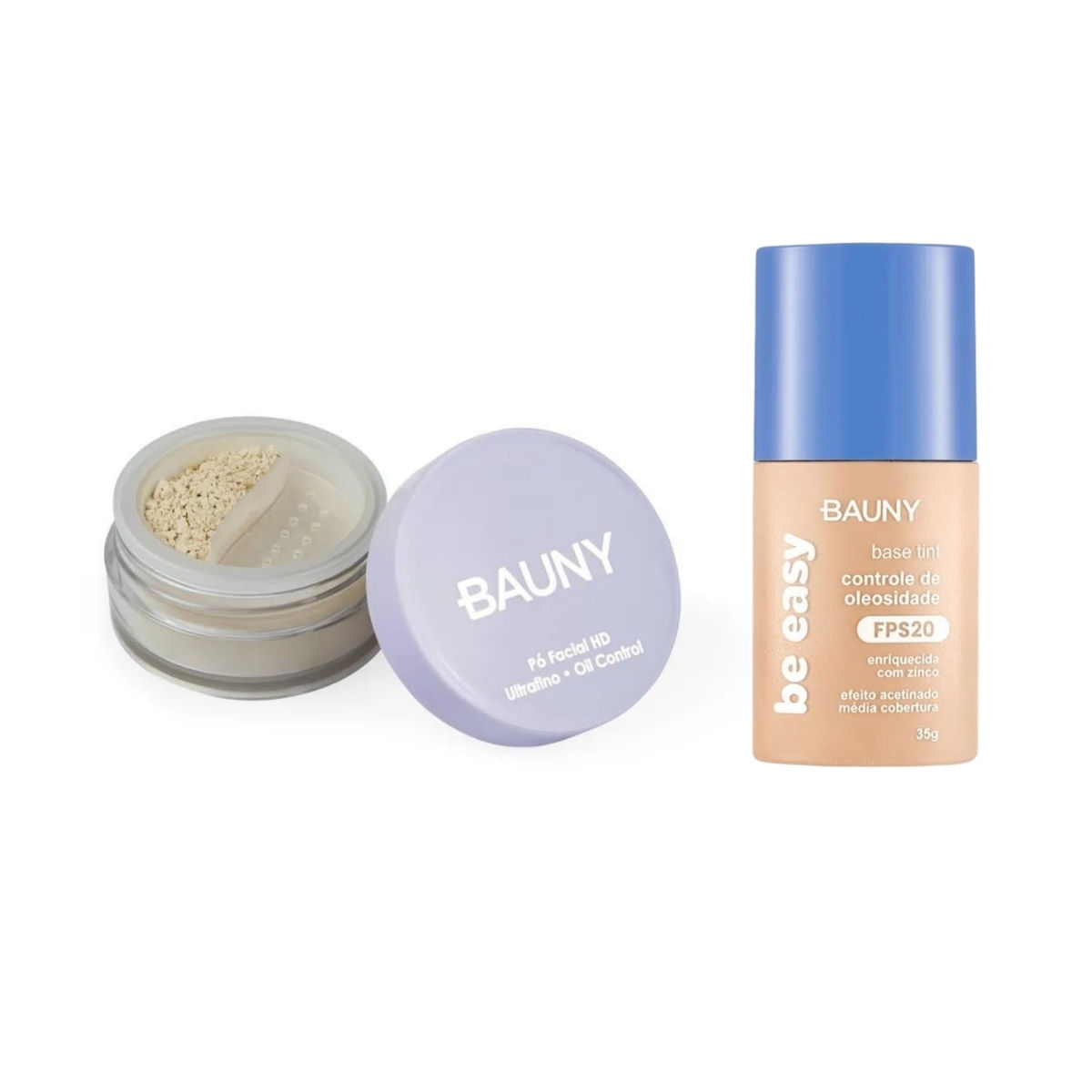 Kit Bauny Pó Solto Facial 9g/15g 010 + Base Be Easy Tint 010