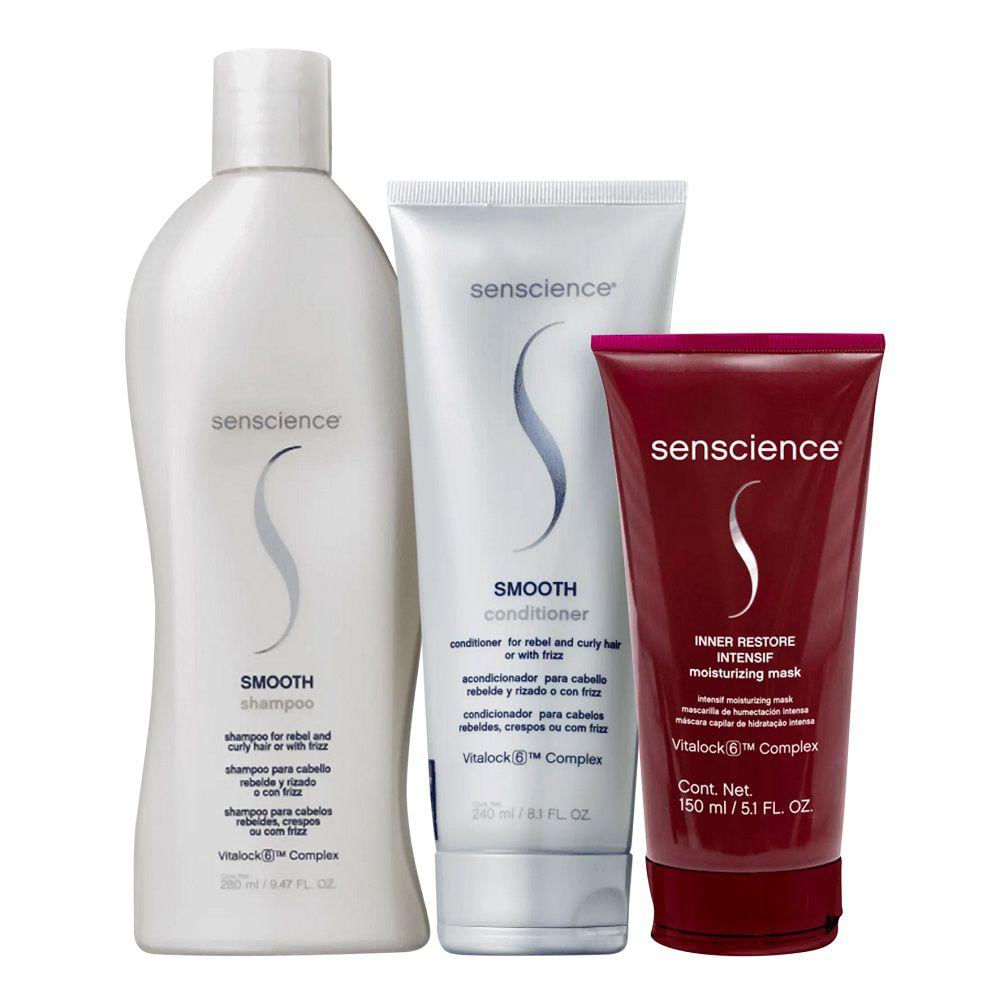Kit Senscience Smooth - Shampoo 280ml + Condicionador 240ml + Máscara Inner Restore Intensif 150ml