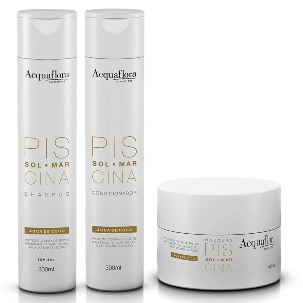 Kit Sol Mar Piscina Acquaflora - Shampoo 300ml + Condicionador 300ml + Máscara 250g