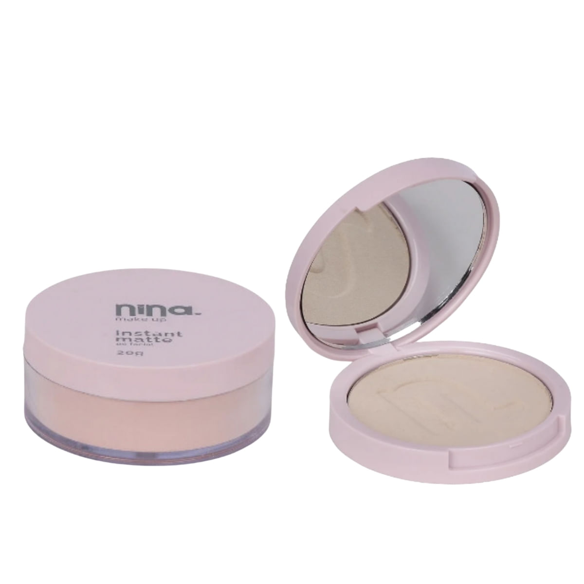 Kit Nina Makeup Pó Instant Compacto Cor 1 + Pó Solto Cor:1