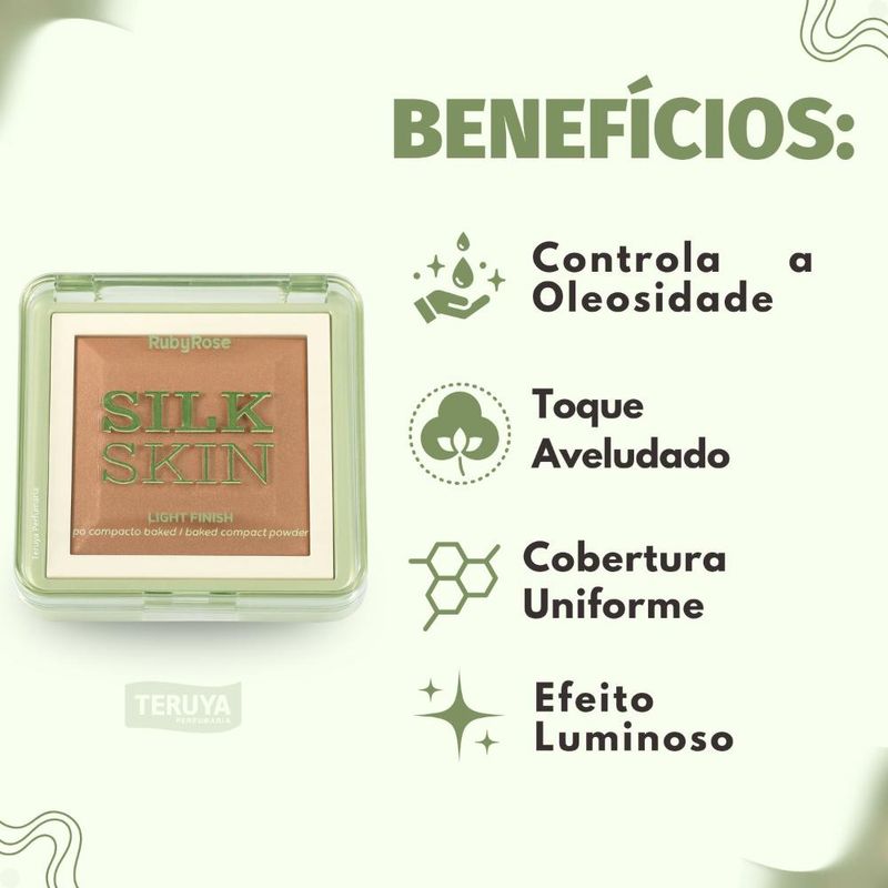 Pó Compacto Ruby Rose Silk Skin Light Finish PC40 HB-M403-4