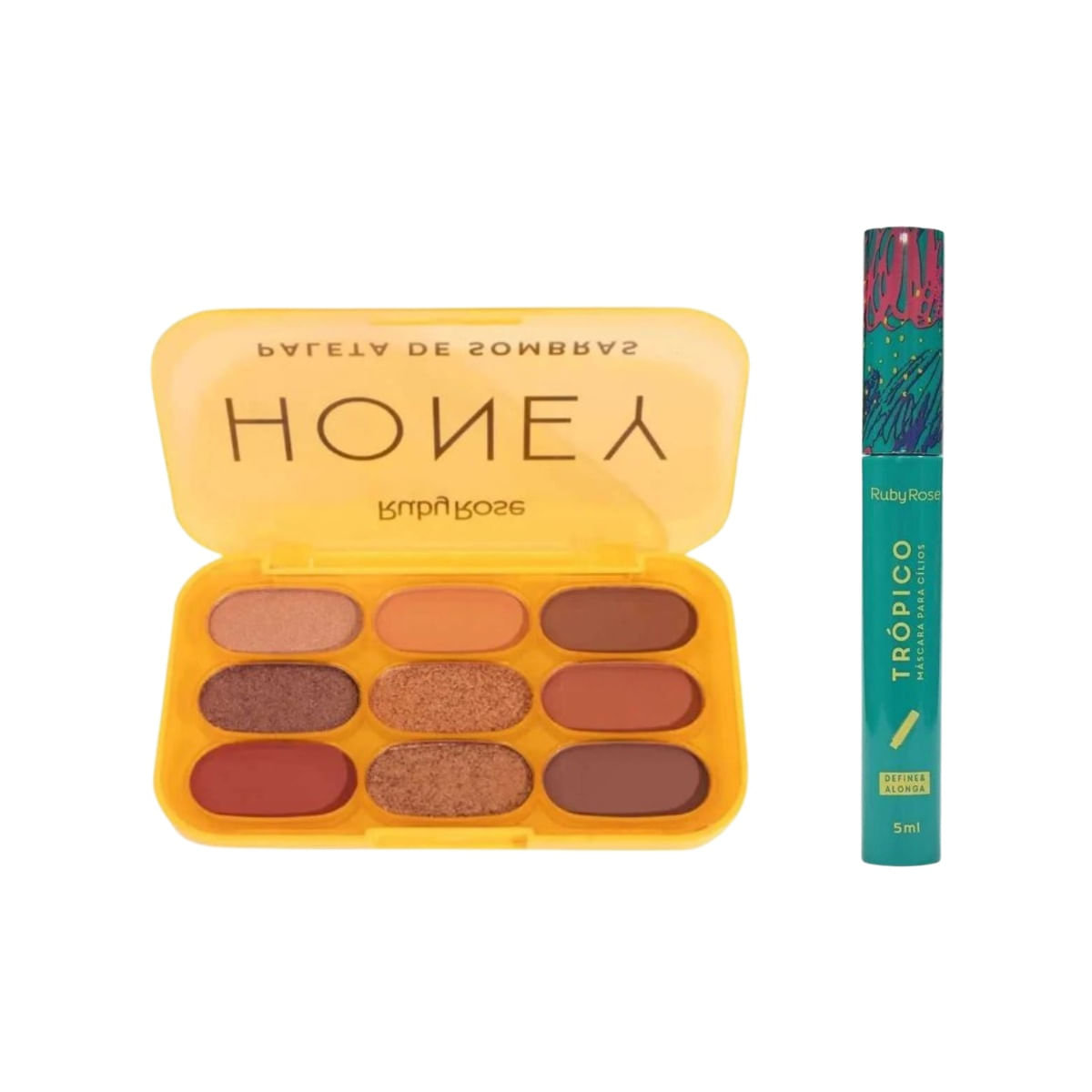 Kit Ruby Rose Paleta de Sombras Honey+Máscara Cílios Tropico