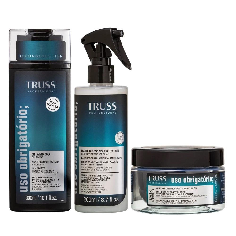 Kit Truss Uso Obrigatório - Shampoo 250ml + Máscara 180g + Leave-in 260ml