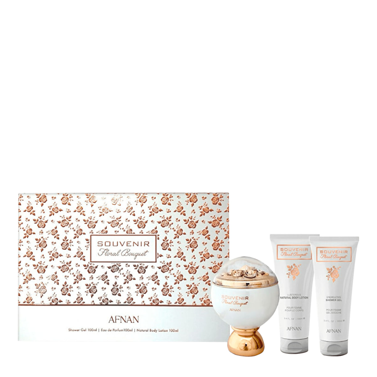 Kit Afnan Floral Bouquet Feminino  Edp 100ml + Shower 100ml + Lotion 100ml