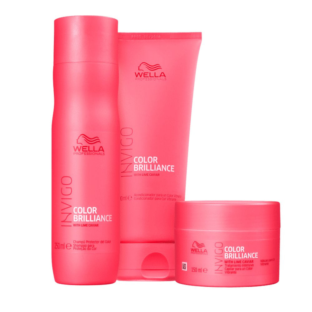 Kit Wella Invigo Color Brilliance - Shampoo Brilliance 250ml +Condicionador Brilliance 200ml +Máscara Brilliance 150ml