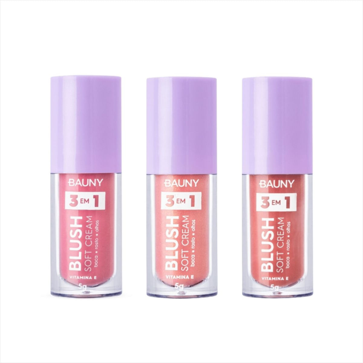 Kit Bauny Blushs Líquido Soft Cream 3 x 1 Dreamy+Magic+Sunny