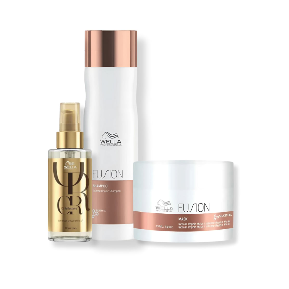 Kit com 3 Produtos: Wella Nutri-Fusion Shampoo + Máscara + Óleo para Cabelos Danificados