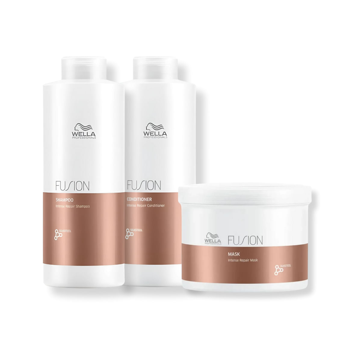Kit com 3 Produtos: Wella Nutri-Fusion Shampoo + Condicionador + Máscara para Cabelos Danificados