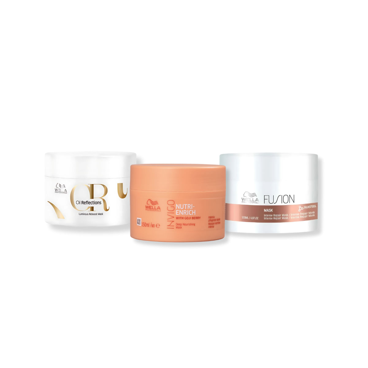 Kit Cronograma Capilar Máscara Fusion + Oil Reflections + Invigo Nutri-Enrich 3x150g Wella