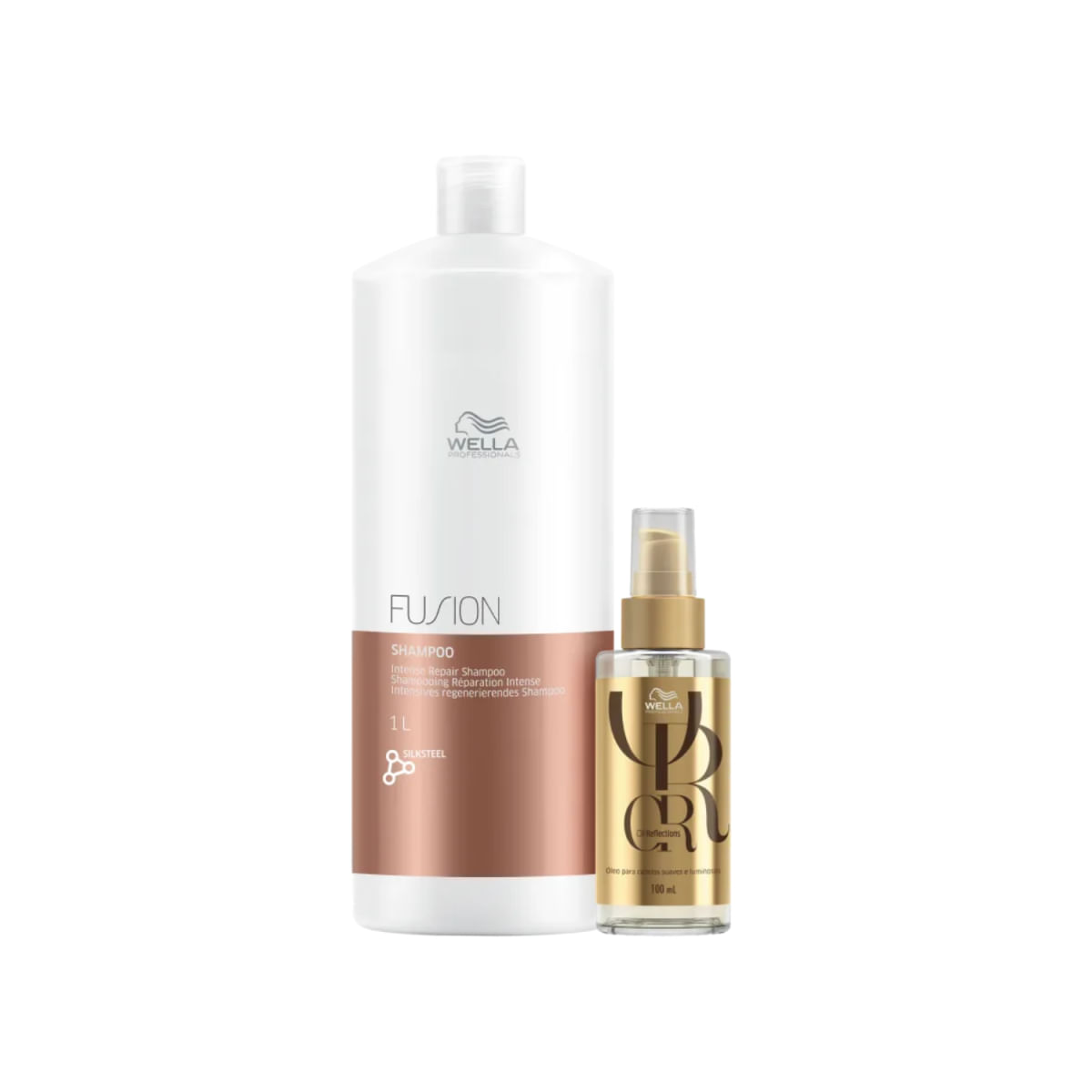 Kit Wella Professionals - Shampoo 1L Fusion + Óleo Capilar 100ml Oil Reflections