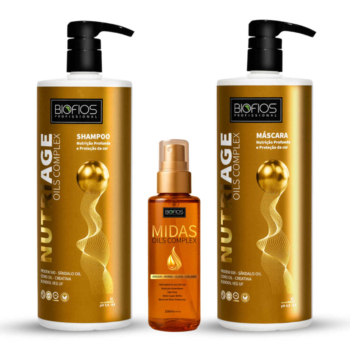 Kit Nutriage (Shampoo + Máscara + Midas) - Nutrição Capilar Intensiva - Biofios
