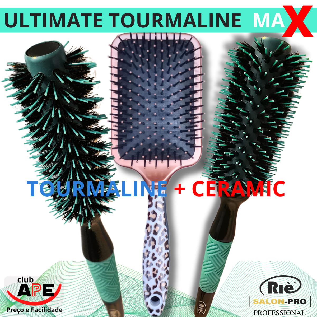 KIT 3 ESC PROF  ULTIMATE 47,57 MM + ESCOVA USO DIARIO  RIE SALON PRO
