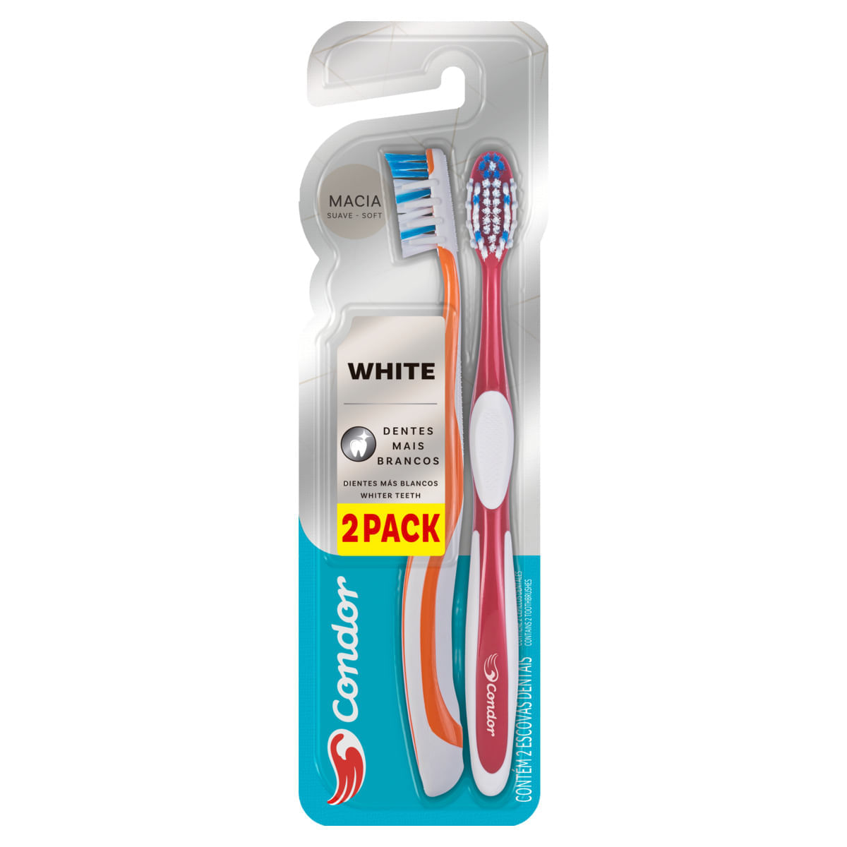 Escova Dental Macia Condor White Cabeça G 2 Unidades - itens sortidos