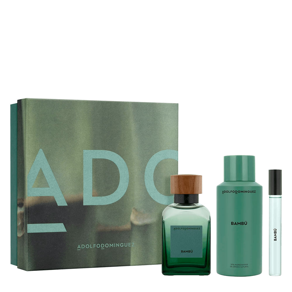 Kit Adolfo Dominguez Bambu Desodorante 150ml + Eau de Parfum 120ml + Eau de Parfum 10ml - Perfume Masculino