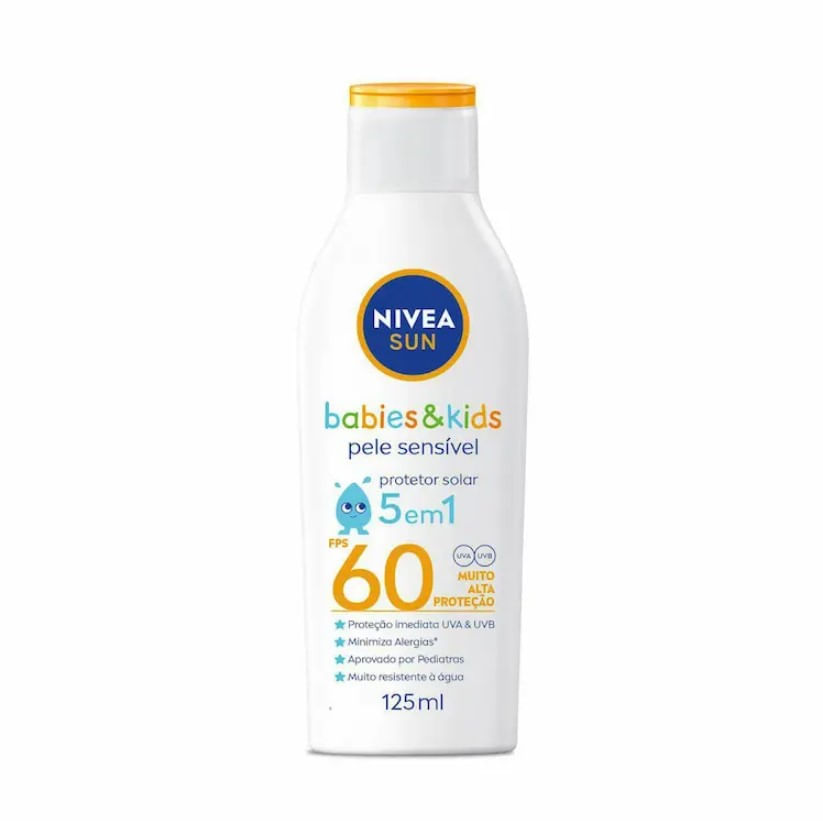 PROTETOR SOLAR INFANTIL NIVEA SUN FPS 60 KIDS SENSITIVE 125ML