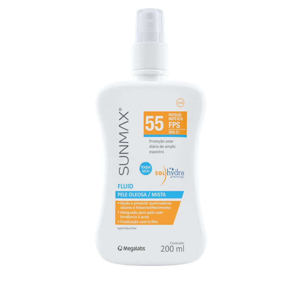 Protetor Solar Sunmax Fluid FPS55 com 200ml
