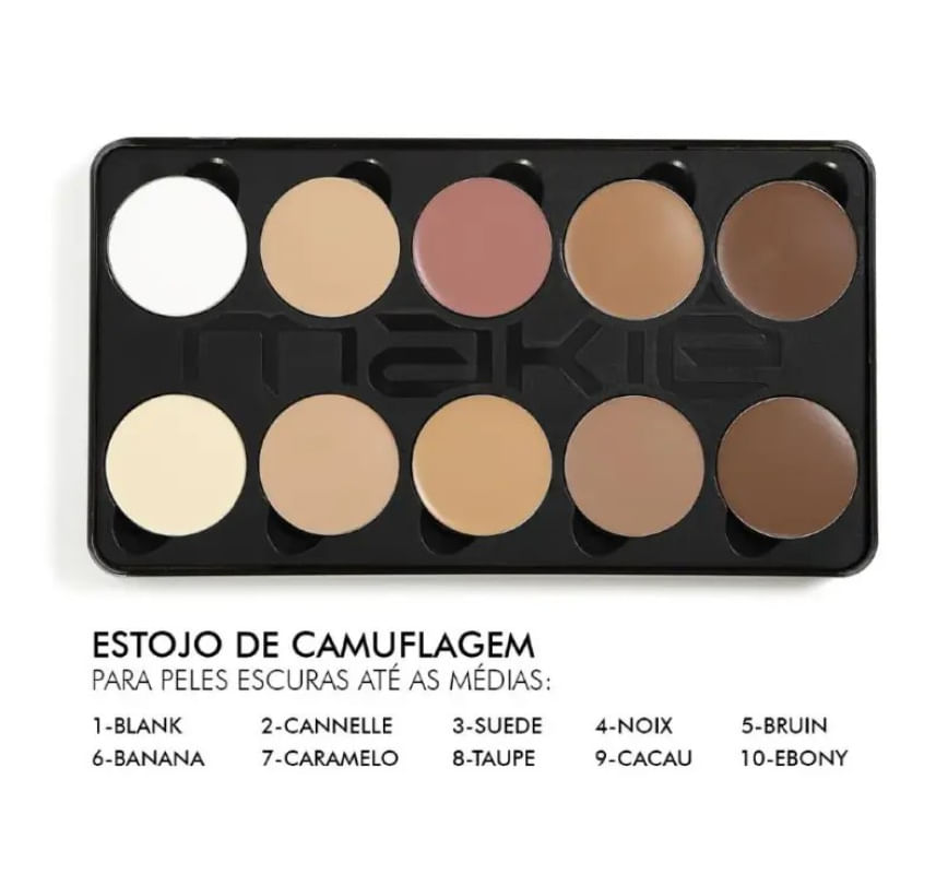 Paleta de Corretivo Makiê Camuflagem Creme Cor Clara a Média