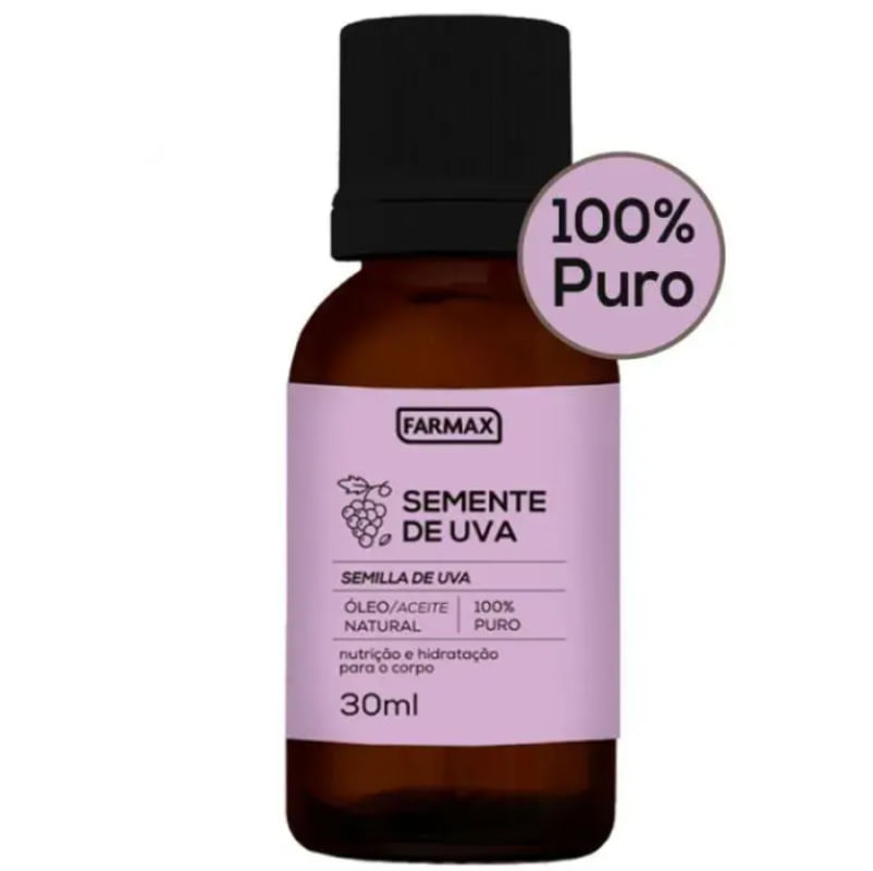 Óleo Natural de Semente de Uva 100% Puro Farmax 30ml