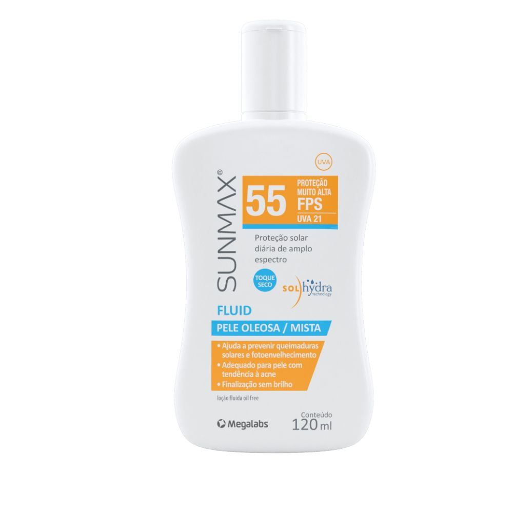 Protetor Solar Sunmax Fluid FPS 55 com 120ml