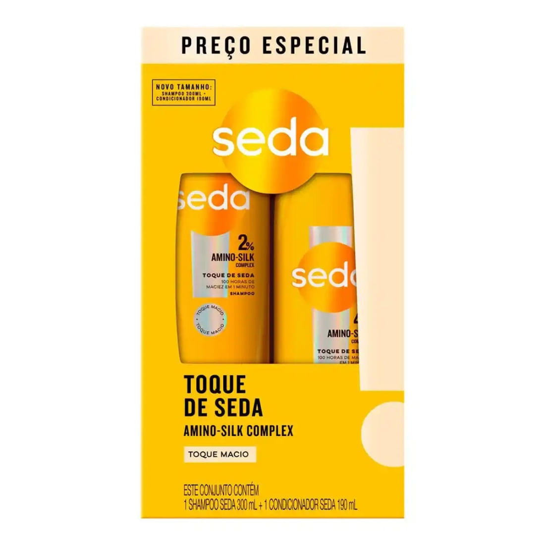 Kit Seda Shampoo 300ml+ Condicionador 190ML Toque De Seda