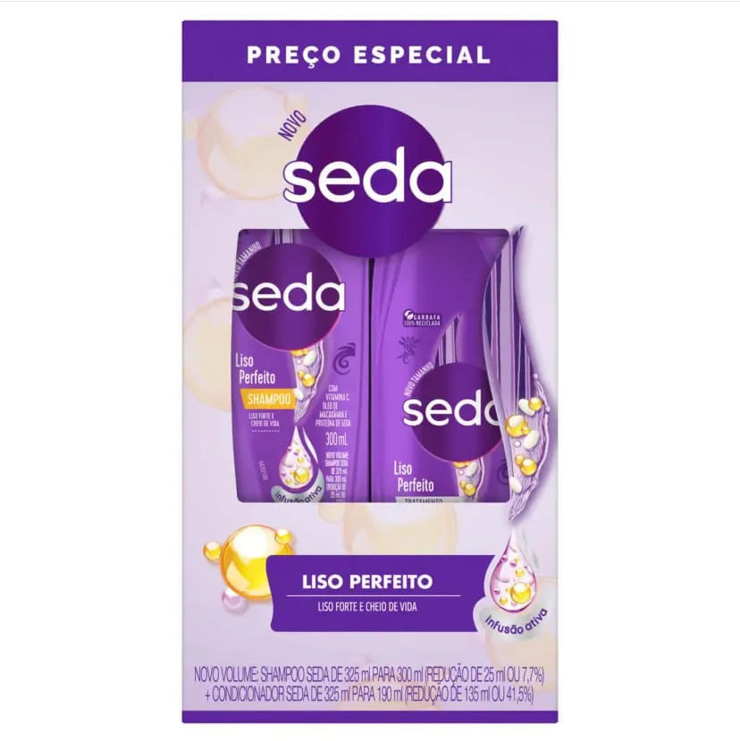 Seda Kit Shampoo 300ml + Condicionador Liso Perfeito 190ml