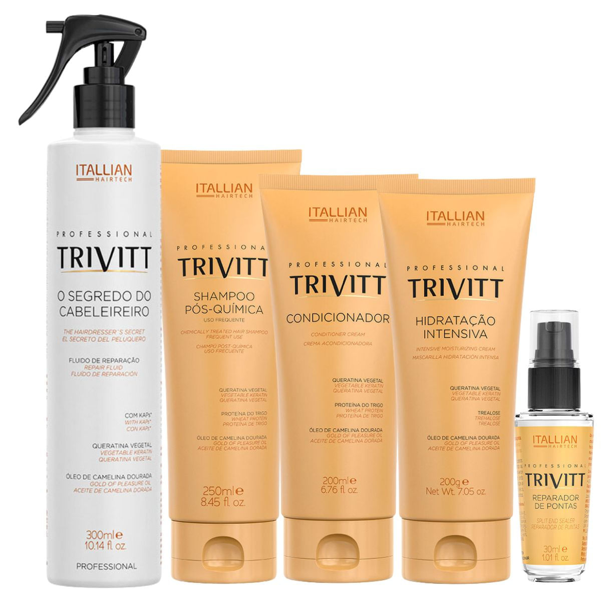 Kit Trivitt Home Care Com Hidratação + Segredo Do Cabeleireiro 300Ml + Reparador De Pontas