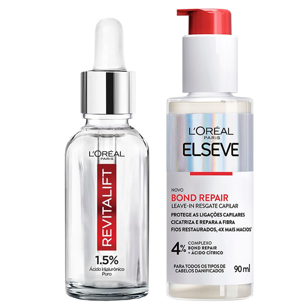 Kit L'Oréal Paris + Elseve - Sérum Preenchedor Facial + Leave In Bond Repair