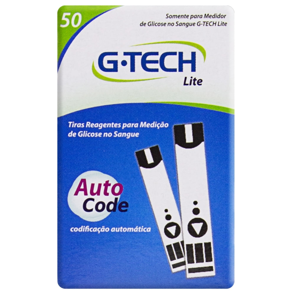 Tiras Reagentes para Medição de Glicose G-Tech Lite com 50 Unidades