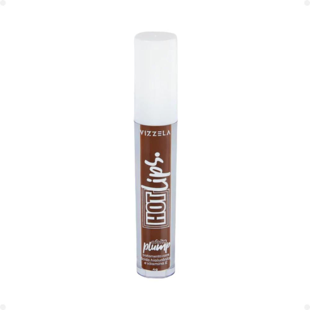 Gloss Labial Vizzela Hot Lips Efeito Plump Brown