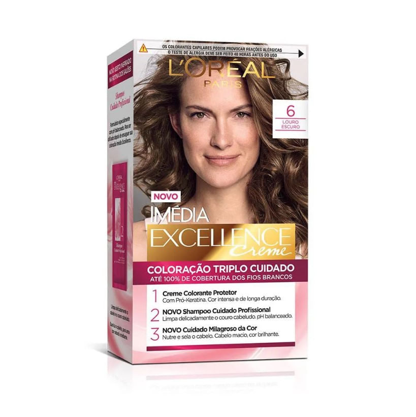 TINTURA IMÉDIA EXCELLENCE CREME L`ORÉAL PARIS - COR 6 LOURO ESCURO