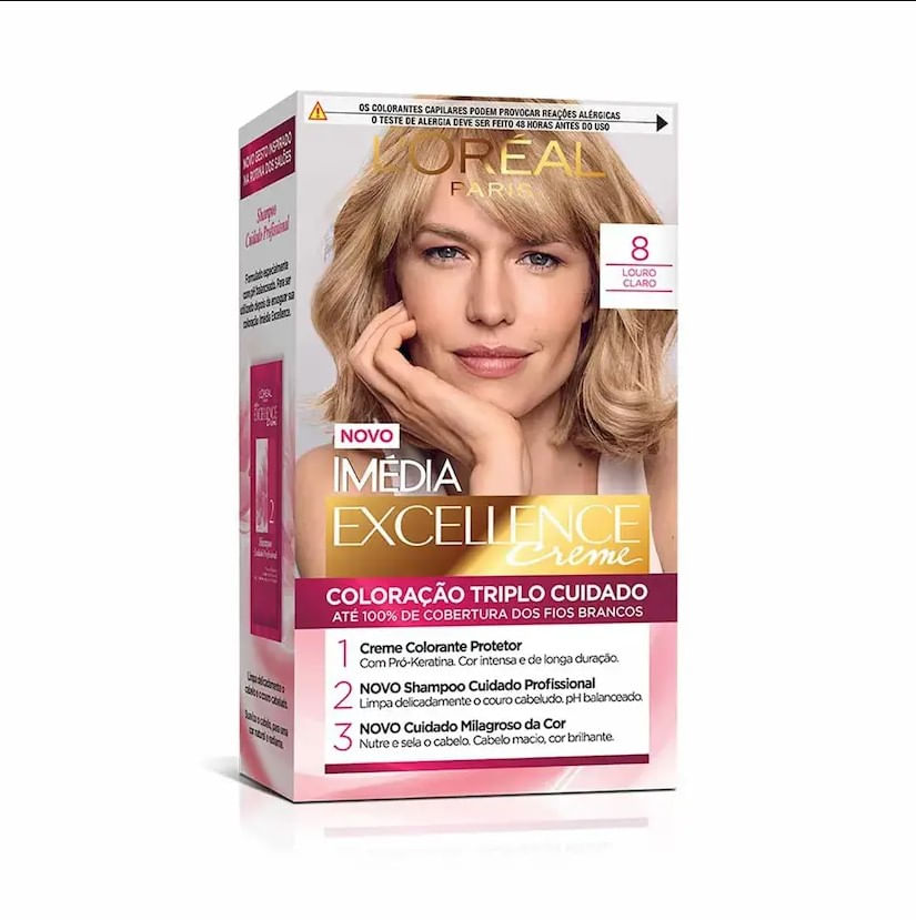TINTURA IMÉDIA EXCELLENCE CREME L`ORÉAL PARIS - COR 8 LOURO CLARO