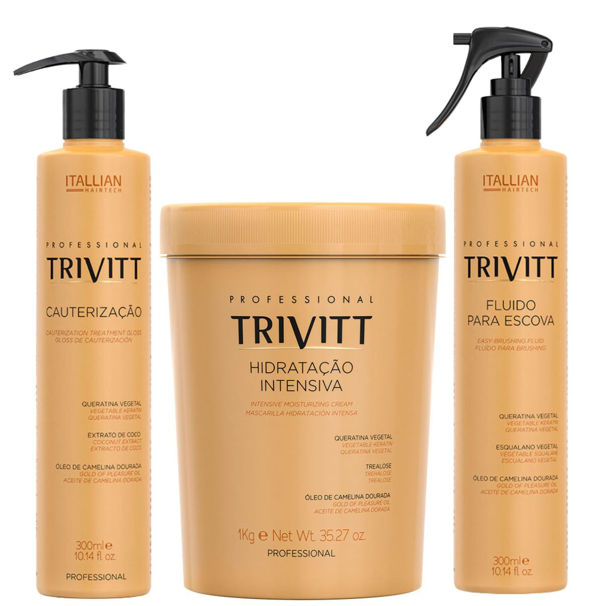 Cauterização + Hidratação 1Kg + Fluido Para Escova Trivitt - Profissional