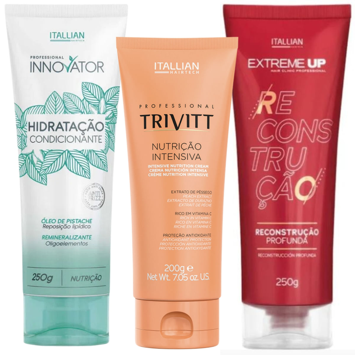 Kit Cronograma Capilar Nutrição Trivitt, Hidratação Innovator E Reconstrução Profunda Extreme-Up
