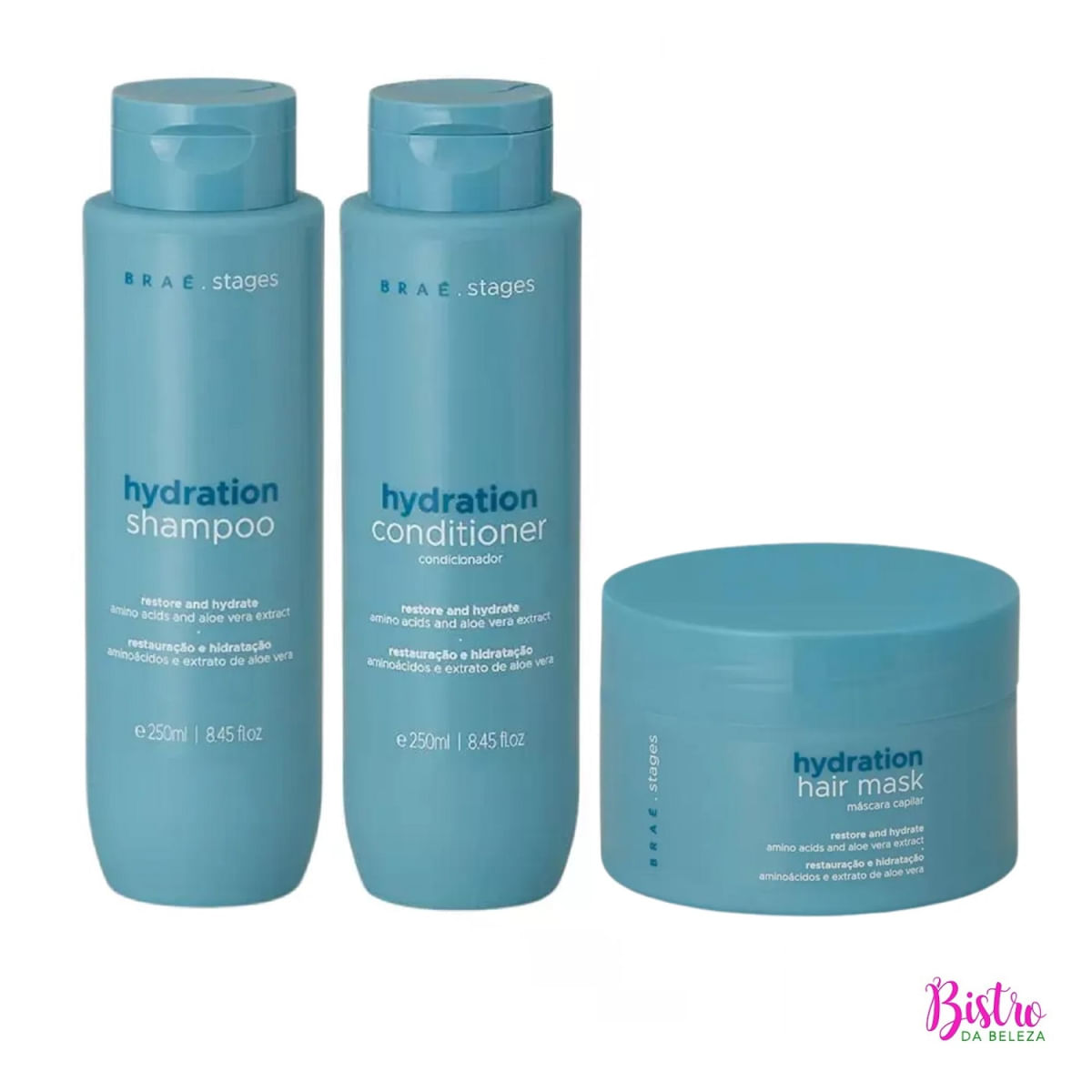Kit Braé Stages Hydration - Shampoo 250ml + Condicionador 250ml + Máscara 200g