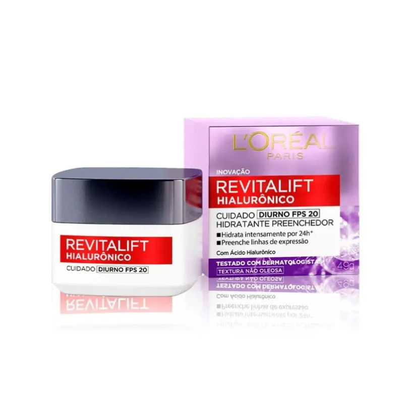 CREME ANTI-IDADE L'ORÉAL PARIS - REVITALIFT HIALURÔNICO DIURNO FPS 20 – 49G