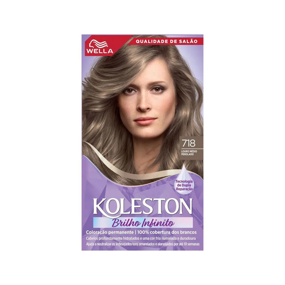Tintura Koleston Brilho Intenso Louro Médio Perolado 718