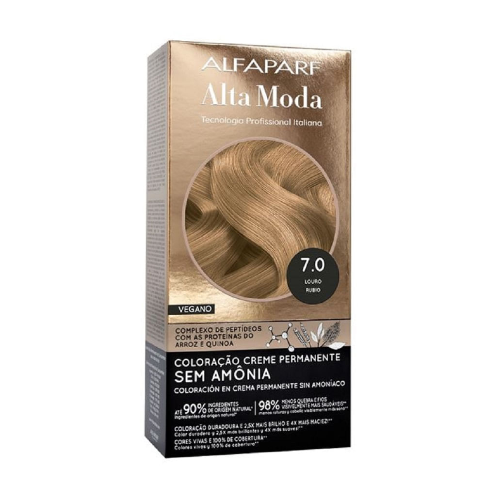 Tintura de Cabelo Alta Moda Sem Amônia Coloração Permanente Louro 7.0