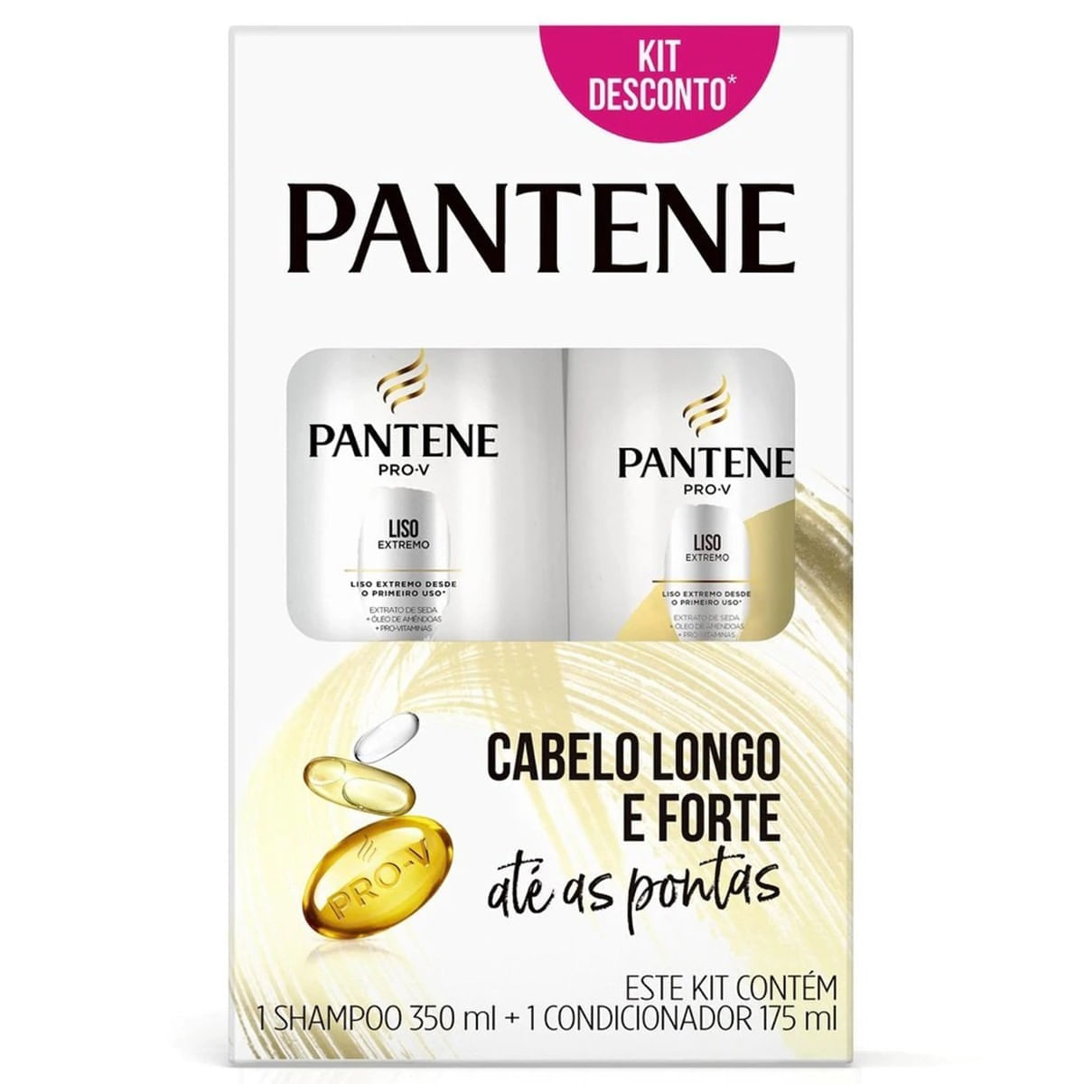 Kit com Shampoo de 350ml e Condicionador de 175ml Pantene Liso Extremo